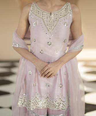 Lilac embroidered sharara set 3