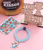 kids cartoon design sky blue artificial beads thread rakhi, combo for rakshabandhan