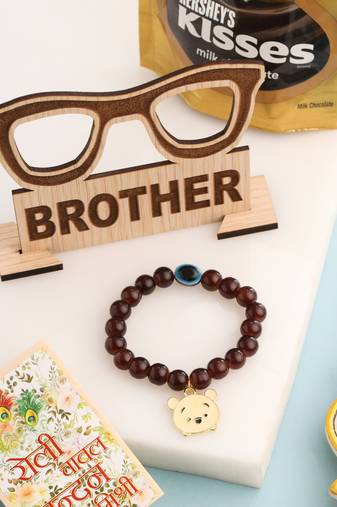 kids cartoon design brown artificial beads thread rakhi, combo for rakshabandhan