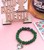 kids cartoon design green artificial beads thread rakhi, combo for rakshabandhan