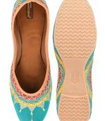 Embroidered sea green zari flats