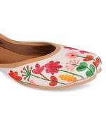 Embroideredellished white forest mojari flats