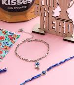 set of 2 blue evil eye bhaiya bhabhi rakhi, combo for rakshabandhan