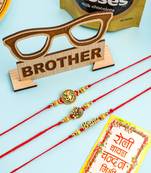 men's set of 3 gold toned thread rakhi set, combo for rakshabandhan