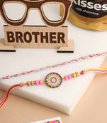 men set of 2 multicolor artificial stones & beads thread rakhi combo