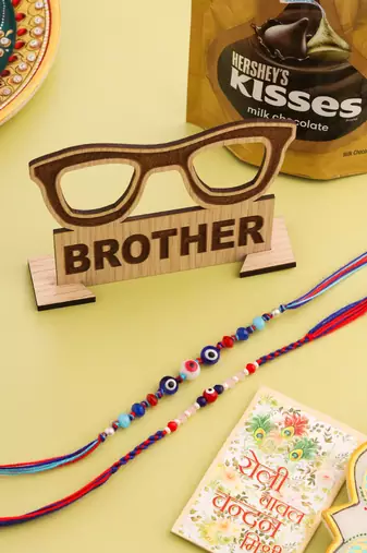 men multicolor evil eye artificial beads thread rakhi, combo for rakshabandhan
