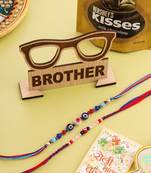 men multicolor evil eye artificial beads thread rakhi, combo for rakshabandhan