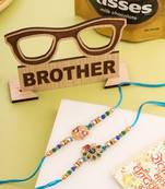 men set of 2 blue artificial stones & beads thread rakhi, combo for rakshabandhan