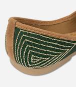 Green embroidered flats