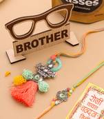 set of 2 artificial beads traditional bhaiya bhabhi pair rakhi combo