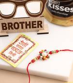 men multicolor beads & pearls floral design thread rakhi, combo for rakshabandhan