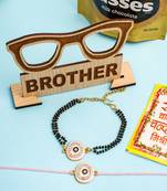 set of 2 pink round shape artificial stones bhaiya bhabhi rakhi combo