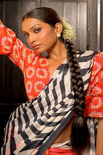 Orange Chiffon Designer Blouse