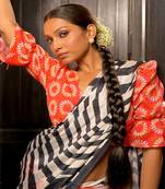 Orange Chiffon Designer Blouse