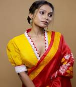Yellow Dola Silk Designer Blouse
