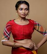 Red Dola Silk Designer Blouse