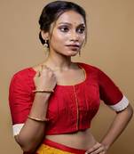 Red Dola Silk Designer Blouse