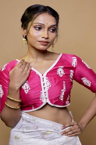 Rani Pink Dupion Silk Designer Blouse