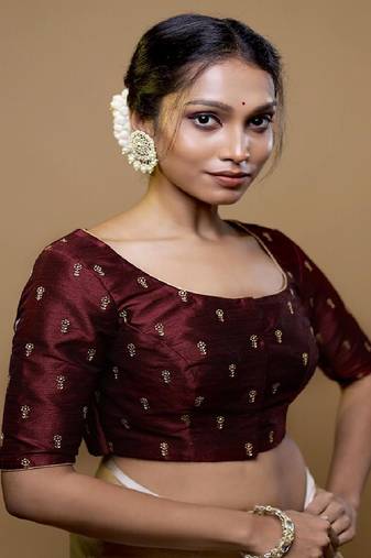 Dark Maroon Dupion Silk Designer Blouse