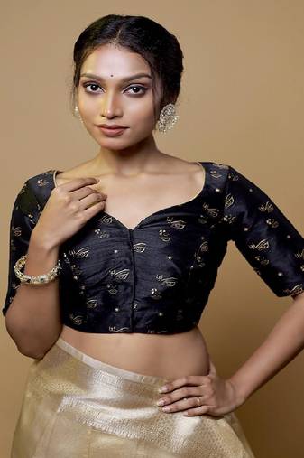 Black Dupion Silk Designer Blouse