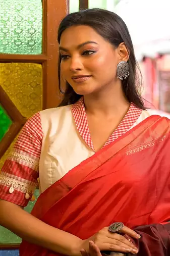 White Dola Silk Designer Blouse