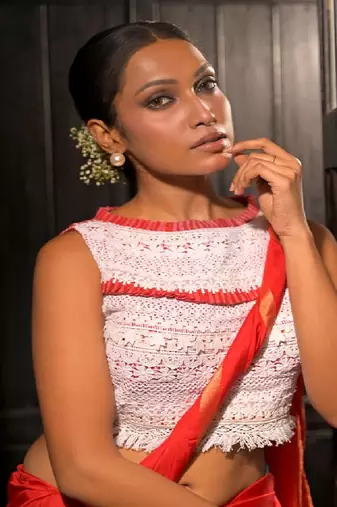 Red Gamcha Designer Blouse