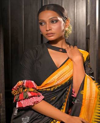 Black Cotton Silk Designer Blouse 1