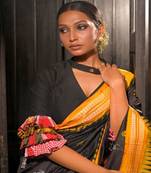 Black Cotton Silk Designer Blouse