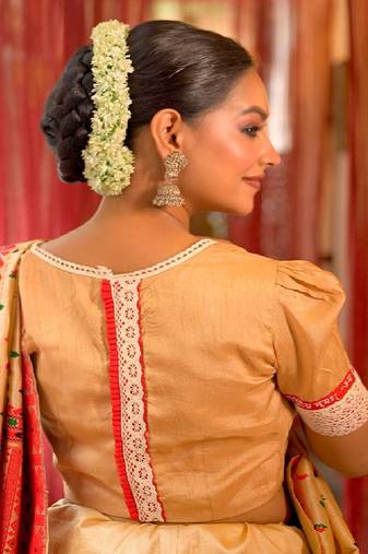 Beige Dola Silk Designer Blouse