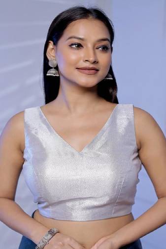 Silver Tissue Designer Blouse