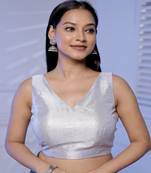 Silver Tissue Designer Blouse