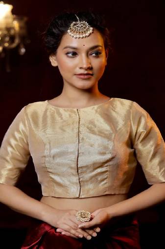 Gold Tissue Designer Blouse