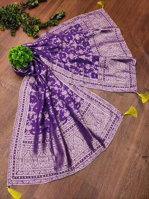 Trendmalls Women's Banarasi Silk Ethnic Motiff Design Dupatta 1