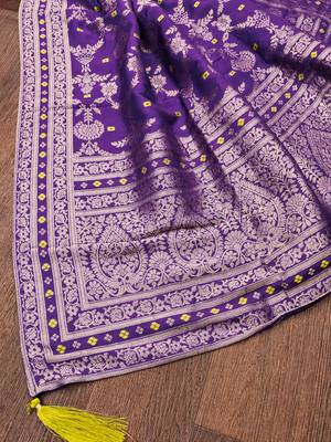 Trendmalls Women's Banarasi Silk Ethnic Motiff Design Dupatta 3