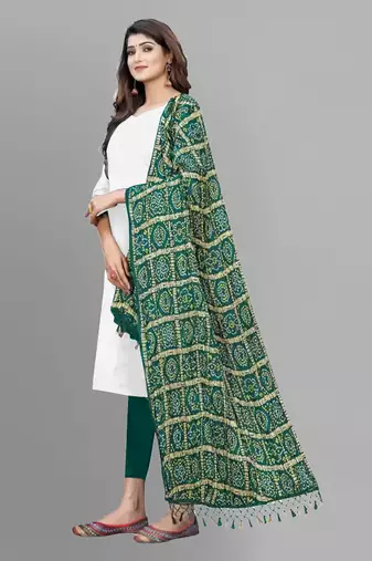 Trendmalls Women's Bandhej Chinon Silk Dupatta