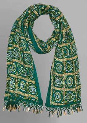 Trendmalls Women's Bandhej Chinon Silk Dupatta 4