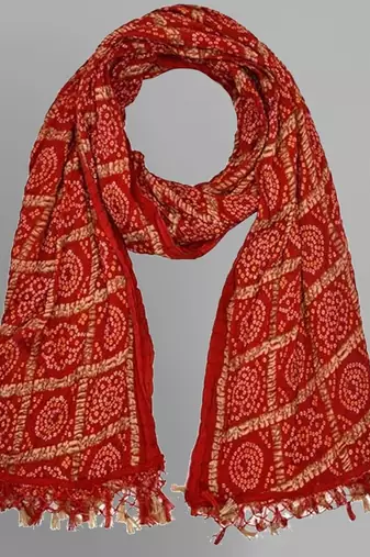 Trendmalls Women's Bandhej Chinon Silk Dupatta