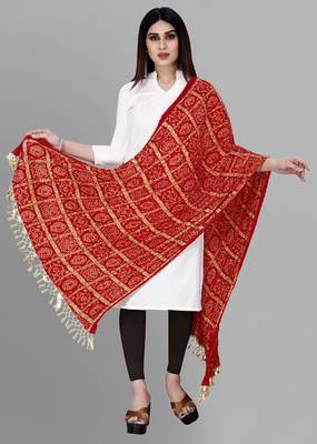 Trendmalls Women's Bandhej Chinon Silk Dupatta 3