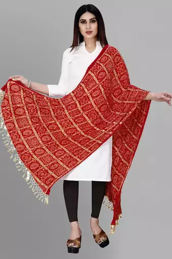 Trendmalls Women's Bandhej Chinon Silk Dupatta