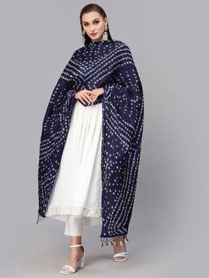 Trendmalls Women's Bandhej Chinon Silk Dupatta 1