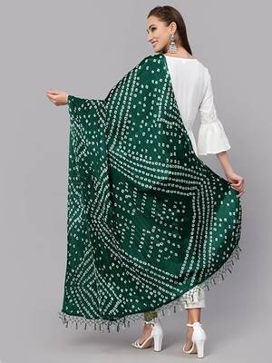 Trendmalls Women's Bandhej Chinon Silk Dupatta 1