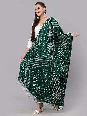 Trendmalls Women's Bandhej Chinon Silk Dupatta 2