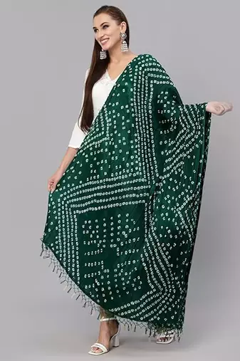 Trendmalls Women's Bandhej Chinon Silk Dupatta