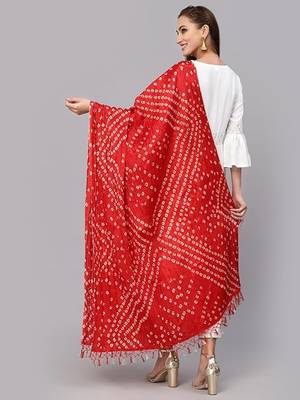 Trendmalls Women's Bandhej Chinon Silk Dupatta 1