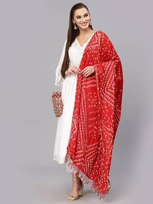 Trendmalls Women's Bandhej Chinon Silk Dupatta 2
