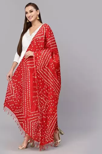 Trendmalls Women's Bandhej Chinon Silk Dupatta