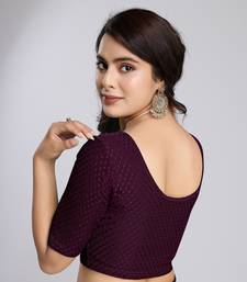 Trendmalls Cotton Lycra Stretchable Comfy Round Neck Elbow Sleeves Saree Blouse Readymade
