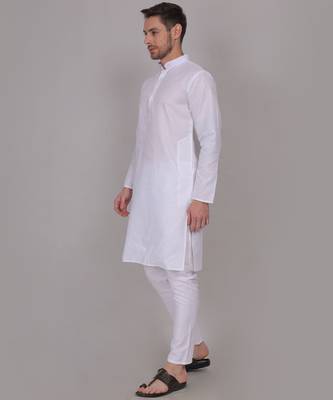 White self weaving cotton straight kurta 4