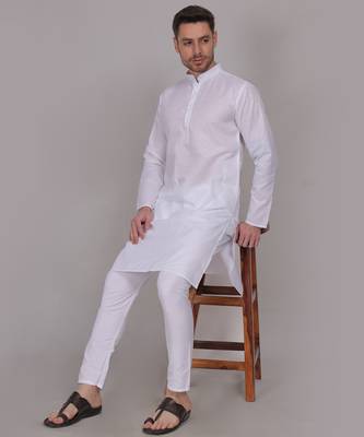 White self weaving cotton straight kurta 5