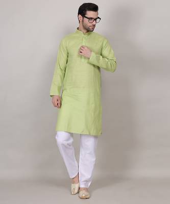 Green self weaving cotton straight kurta 2
